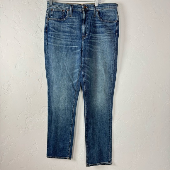 Madewell Jeans‎ Denim The High Rise Slim Boyjean Frisco Wash Dark Blue Solid - Picture 1 of 8